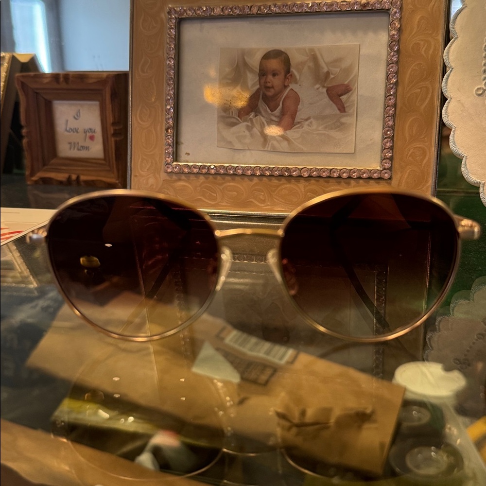 New Quay Stylish Gold Sunglasses with Dark Lenses